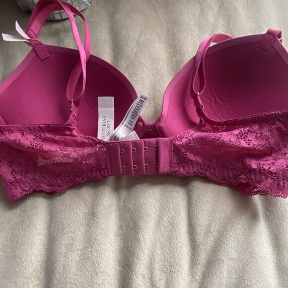 Victoria's Secret Dream Angels Push Up Bra Pink Lace 34D Adjustable - Picture 5 of 8